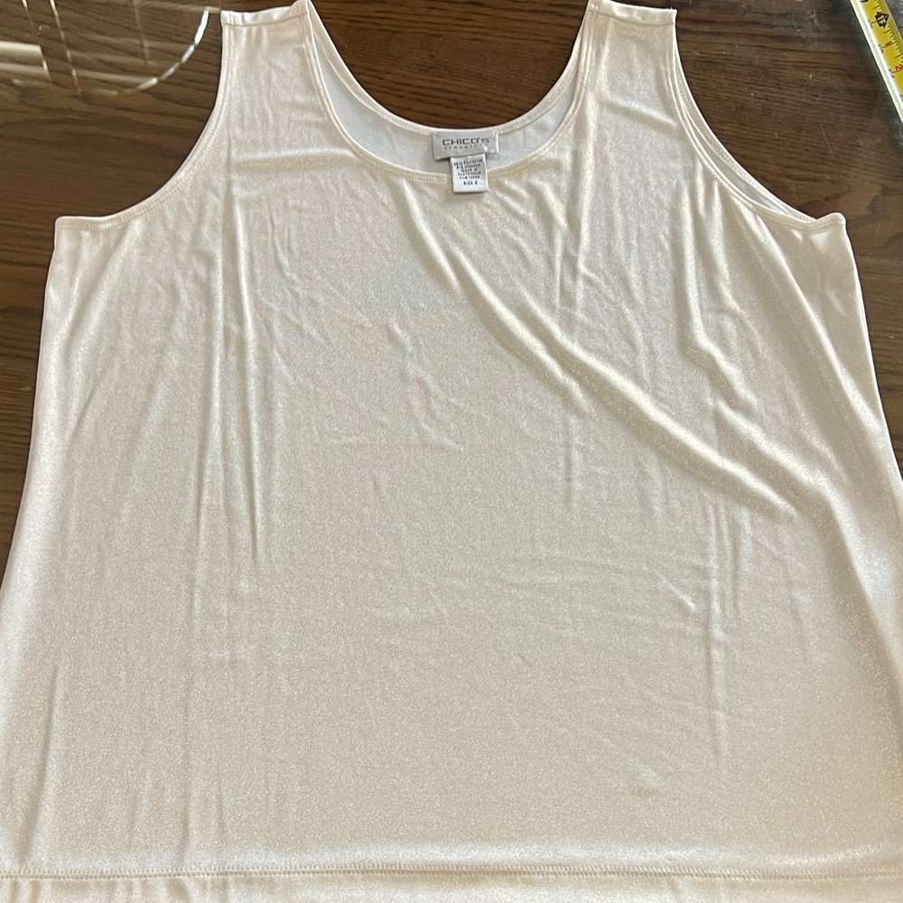 Chico's Gold glitter Cream Sleeveless Top